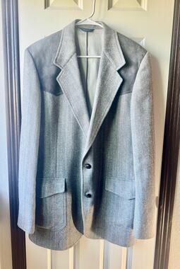 Vintage Pendleton Men's Gray Herringbone Tweed Wool Western Blazer Sz 42 Tall